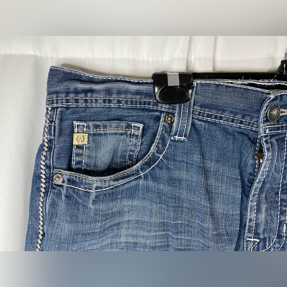 Big Star Jeans Mens 38x29 Voyager Straight Relaxed Whiskering Denim Buckle Baggy - Picture 4 of 10